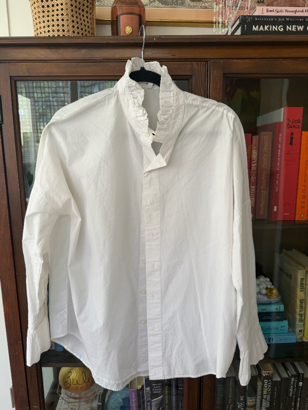 Alex Mill Easy Ruffle Shirt in Paper Poplin - White - Size M